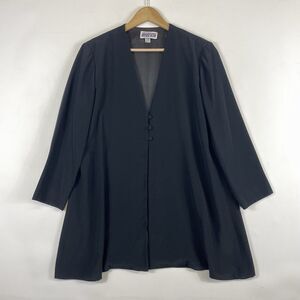 Heiser Egan Black 3 Button Satin Lined 3/4 Sleeve Blazer Jacket Womens Medium
